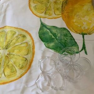 Lemon Shower Curtain with clear rings